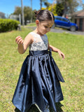 A-Line/Princess Taffeta Bowknot Scoop Sleeveless Tea-Length Flower Girl Dresses TPP0007474