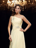 A-Line/Princess One-Shoulder Beading Sleeveless High Low Chiffon Dresses TPP0003829