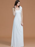 A-Line/Princess One-Shoulder Sleeveless Floor-Length Hand-Made Flower Chiffon Bridesmaid Dresses TPP0005865