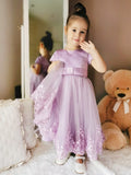 A-Line/Princess Tulle Lace Scoop Short Sleeves Ankle-Length Flower Girl Dresses TPP0007467