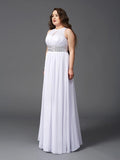 A-Line/Princess Jewel Beading Sleeveless Long Chiffon Plus Size Dresses TPP0002515