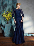 Trumpet/Mermaid Bateau Applique 1/2 Sleeves Long Taffeta Mother of the Bride Dresses TPP0007307