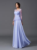 A-Line/Princess Scoop Ruffles Long Sleeves Long Chiffon Mother of the Bride Dresses TPP0007445