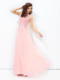 A-line/Princess Scoop Applique Sleeveless Long Chiffon Dresses TPP0002795