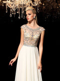 A-Line/Princess Sheer Neck Rhinestone Sleeveless Long Chiffon Dresses TPP0002931