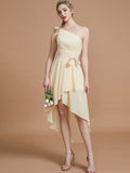 A-Line/Princess One-Shoulder Sleeveless Layers Asymmetrical Chiffon Bridesmaid Dresses TPP0005056