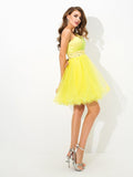 A-Line/Princess One-Shoulder Beading Sleeveless Short Net Cocktail Dresses TPP0008873