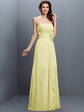 A-Line/Princess Strapless Hand-Made Flower Sleeveless Long Chiffon Bridesmaid Dresses TPP0005617