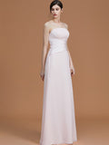 A-Line/Princess Strapless Sleeveless Floor-Length Ruched Chiffon Bridesmaid Dresses TPP0005696