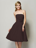 A-Line/Princess Strapless Sleeveless Hand-Made Flower Short Chiffon Bridesmaid Dresses TPP0005295