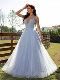 A-Line/Princess Ruffles V-neck Sleeveless Floor-Length Dresses TPP0001573