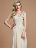 A-Line/Princess One-Shoulder Sleeveless Floor-Length Chiffon Bridesmaid Dresses TPP0005488