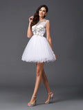 A-Line/Princess Scoop Beading Sleeveless Short Net Dresses TPP0002584