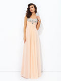 A-line/Princess Spaghetti Straps Beading Sleeveless Long Chiffon Dresses TPP0003415