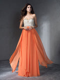 A-Line/Princess Beading Sweetheart Sleeveless Long Chiffon Dresses TPP0003849