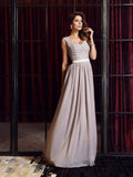 A-Line/Princess Straps Applique Sleeveless Long Chiffon Dresses TPP0003358