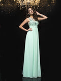 A-Line/Princess Sheer Neck Beading Sleeveless Long Chiffon Dresses TPP0003671