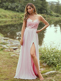 A-Line/Princess Chiffon Applique Scoop Short Sleeves Floor-Length Bridesmaid Dresses TPP0004951