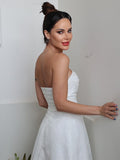 A-Line/Princess Ruched Sweetheart Sleeveless Sweep/Brush Train Wedding Dresses TPP0006455