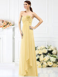 A-Line/Princess Strapless Hand-Made Flower Sleeveless Long Chiffon Bridesmaid Dresses TPP0005590