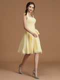 A-Line/Princess Bateau Sleeveless Short/Mini Ruffles Chiffon Bridesmaid Dresses