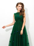 A-Line/Princess Sheer Neck Beading Sleeveless Long Net Dresses TPP0009134