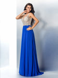 A-Line/Princess Straps Beading Sleeveless Long Chiffon Dresses TPP0003689