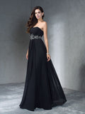 A-Line/Princess Strapless Beading Sleeveless Long Chiffon Dresses TPP0003902