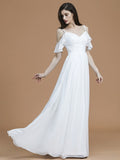 A-Line/Princess Spaghetti Straps Sleeveless Floor-Length Ruffles Chiffon Bridesmaid Dresses TPP0005400