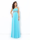 A-line/Princess Straps Sequin Sleeveless Long Chiffon Dresses TPP0002860