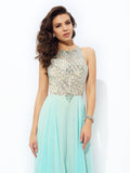 A-line/Princess Jewel Beading Sleeveless Long Chiffon Dresses TPP0002298