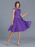 A-Line/Princess Bateau Chiffon Knee-Length Beading Sleeveless Mother of the Bride Dresses TPP0007365