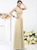 A-Line/Princess Halter Pleats Sleeveless Long Chiffon Bridesmaid Dresses TPP0005502