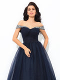 Ball Gown Off-the-Shoulder Beading Sleeveless Long Net Quinceanera Dresses TPP0002141