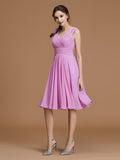 A-Line/Princess Bateau Sleeveless Short/Mini Ruffles Chiffon Bridesmaid Dresses