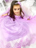 Ball Gown Tulle Lace Off-the-Shoulder 1/2 Sleeves Sweep/Brush Train Flower Girl Dresses TPP0007476