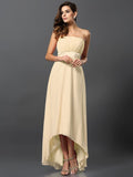 A-Line/Princess Strapless Sleeveless High Low Chiffon Bridesmaid Dresses TPP0005340