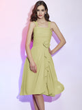 A-Line/Princess Straps Sleeveless Pleats Applique Short Chiffon Bridesmaid Dresses TPP0005629