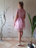 A-Line/Princess Short Sleeves Organza Sheer Neck Applique Short/Mini Homecoming Dresses TPP0004782