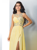 A-Line/Princess Sheer Neck Beading Sleeveless Long Chiffon Dresses TPP0002378