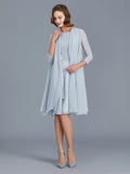 A-Line/Princess Scoop Ruffles Chiffon Knee-Length Sleeveless Mother of the Bride Dresses TPP0007224