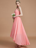 A-Line/Princess Halter Asymmetrical Sleeveless Chiffon Bridesmaid Dresses TPP0005582