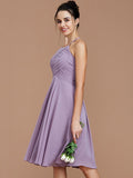 A-Line/Princess Halter Sleeveless Ruched Short/Mini Chiffon Bridesmaid Dresses TPP0005152