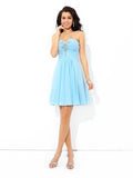 A-Line/Princess Sweetheart Beading Sleeveless Short Chiffon Cocktail Dresses TPP0008586