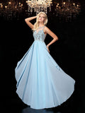 A-line/Princess Scoop Beading Sleeveless Long Chiffon Dresses TPP0002926