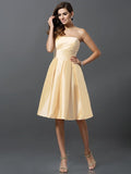 A-Line/Princess Strapless Sleeveless Short Taffeta Bridesmaid Dresses TPP0005359