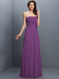 A-Line/Princess Strapless Hand-Made Flower Sleeveless Long Chiffon Bridesmaid Dresses TPP0005617