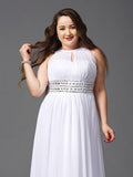 A-Line/Princess Jewel Beading Sleeveless Long Chiffon Plus Size Dresses TPP0002515