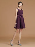 A-Line/Princess Halter Sleeveless Short/Mini Ruffles Chiffon Bridesmaid Dresses