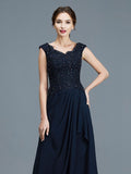 A-Line/Princess V-neck Ruffles Floor-Length Chiffon Sleeveless Mother of the Bride Dresses TPP0007258